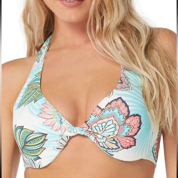Coco Reef Verso Bra Sized Twist Reversible Underwire Bikini Top, Tropical Lotus. - Picture 1 of 15